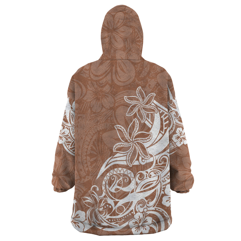 Polynesian Sunset Plumeria Wearable Blanket Hoodie Pacific Island Tribal Nude Style - Wonder Print Shop