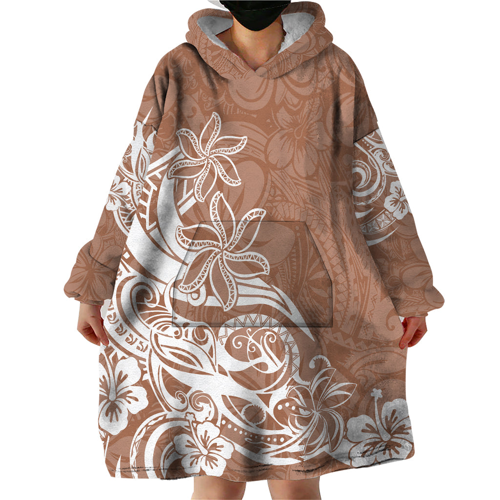 Polynesian Sunset Plumeria Wearable Blanket Hoodie Pacific Island Tribal Nude Style - Wonder Print Shop
