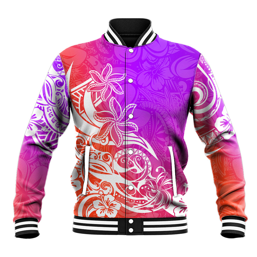 Polynesian Sunset Plumeria Baseball Jacket Pacific Island Tribal Purple Style LT9 - Wonder Print Shop