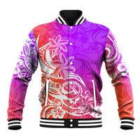 Polynesian Sunset Plumeria Baseball Jacket Pacific Island Tribal Purple Style LT9 - Wonder Print Shop