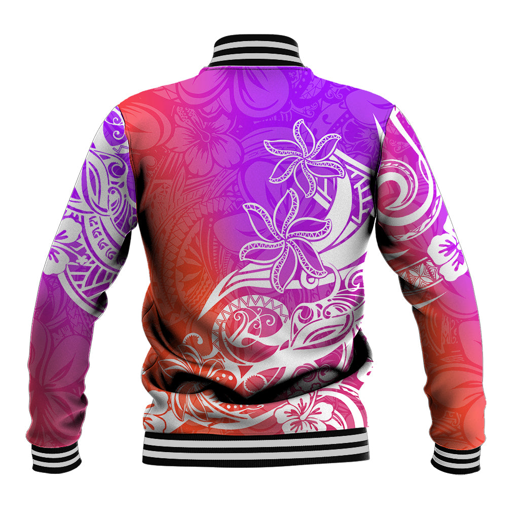Polynesian Sunset Plumeria Baseball Jacket Pacific Island Tribal Purple Style LT9 - Wonder Print Shop