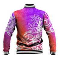 Polynesian Sunset Plumeria Baseball Jacket Pacific Island Tribal Purple Style LT9 - Wonder Print Shop