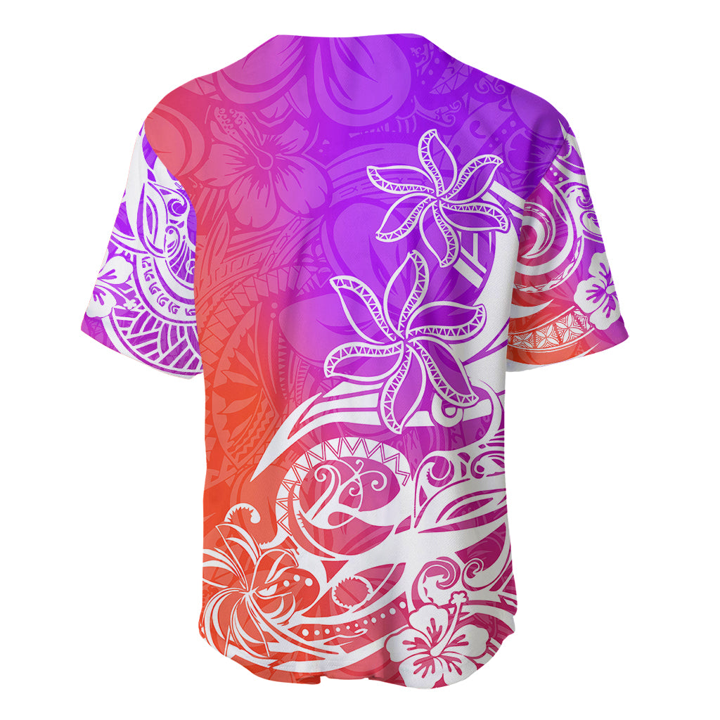 Polynesian Sunset Plumeria Baseball Jersey Pacific Island Tribal Purple Style LT9 - Wonder Print Shop