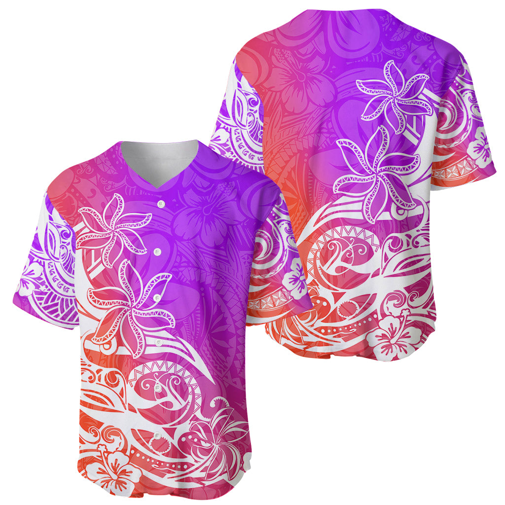 Polynesian Sunset Plumeria Baseball Jersey Pacific Island Tribal Purple Style LT9 - Wonder Print Shop