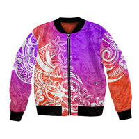 Polynesian Sunset Plumeria Bomber Jacket Pacific Island Tribal Purple Style LT9 - Wonder Print Shop
