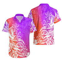 Polynesian Sunset Plumeria Hawaiian Shirt Pacific Island Tribal Purple Style - Wonder Print Shop
