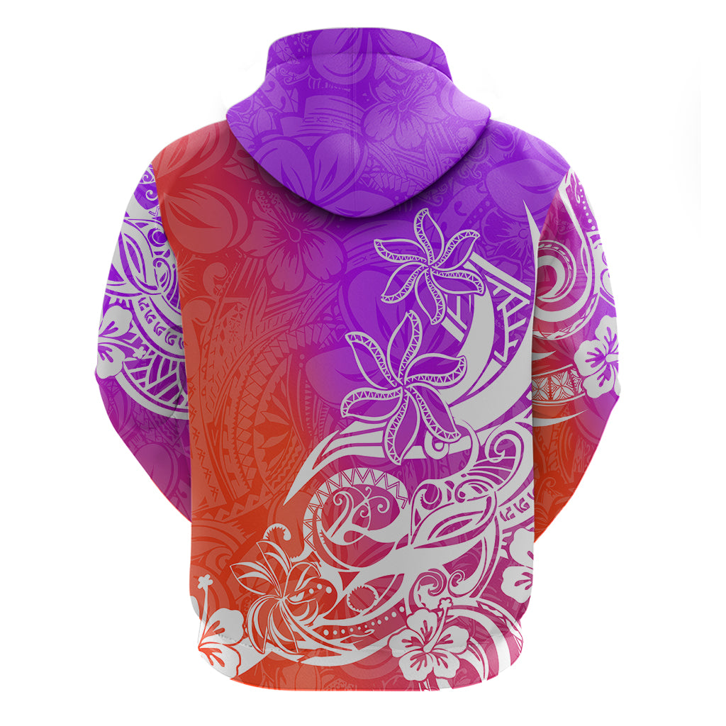 Polynesian Sunset Plumeria Hoodie Pacific Island Tribal Purple Style - Wonder Print Shop
