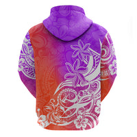 Polynesian Sunset Plumeria Hoodie Pacific Island Tribal Purple Style - Wonder Print Shop