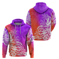 Polynesian Sunset Plumeria Hoodie Pacific Island Tribal Purple Style - Wonder Print Shop