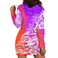 Polynesian Sunset Plumeria Hoodie Dress Pacific Island Tribal Purple Style - Wonder Print Shop