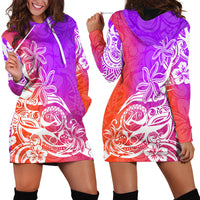 Polynesian Sunset Plumeria Hoodie Dress Pacific Island Tribal Purple Style - Wonder Print Shop