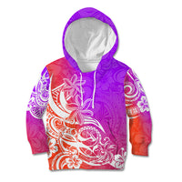 Polynesian Sunset Plumeria Kid Hoodie Pacific Island Tribal Purple Style - Wonder Print Shop
