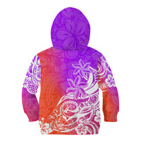 Polynesian Sunset Plumeria Kid Hoodie Pacific Island Tribal Purple Style - Wonder Print Shop