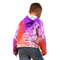 Polynesian Sunset Plumeria Kid Hoodie Pacific Island Tribal Purple Style - Wonder Print Shop