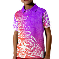 Polynesian Sunset Plumeria Kid Polo Shirt Pacific Island Tribal Purple Style - Wonder Print Shop