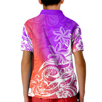 Polynesian Sunset Plumeria Kid Polo Shirt Pacific Island Tribal Purple Style - Wonder Print Shop
