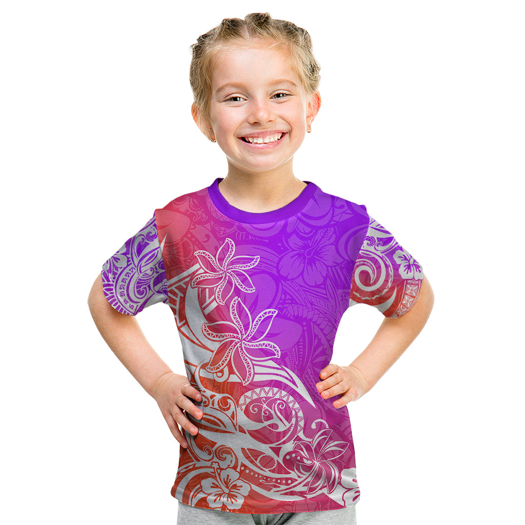 Polynesian Sunset Plumeria Kid T Shirt Pacific Island Tribal Purple Style - Wonder Print Shop