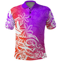 Polynesian Sunset Plumeria Polo Shirt Pacific Island Tribal Purple Style - Wonder Print Shop