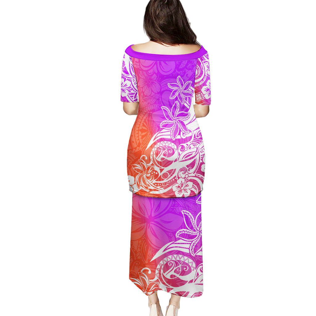 Polynesian Sunset Plumeria Puletasi Pacific Island Tribal Purple Style - Wonder Print Shop