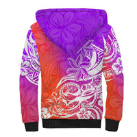 Polynesian Sunset Plumeria Sherpa Hoodie Pacific Island Tribal Purple Style - Wonder Print Shop