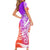 Polynesian Sunset Plumeria Short Sleeve Bodycon Dress Pacific Island Tribal Purple Style - Wonder Print Shop