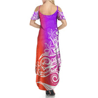 Polynesian Sunset Plumeria Summer Maxi Dress Pacific Island Tribal Purple Style - Wonder Print Shop
