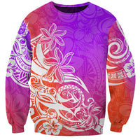 Polynesian Sunset Plumeria Sweatshirt Pacific Island Tribal Purple Style - Wonder Print Shop