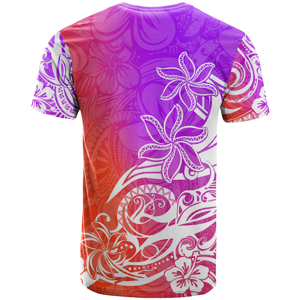 Polynesian Sunset Plumeria T Shirt Pacific Island Tribal Purple Style - Wonder Print Shop