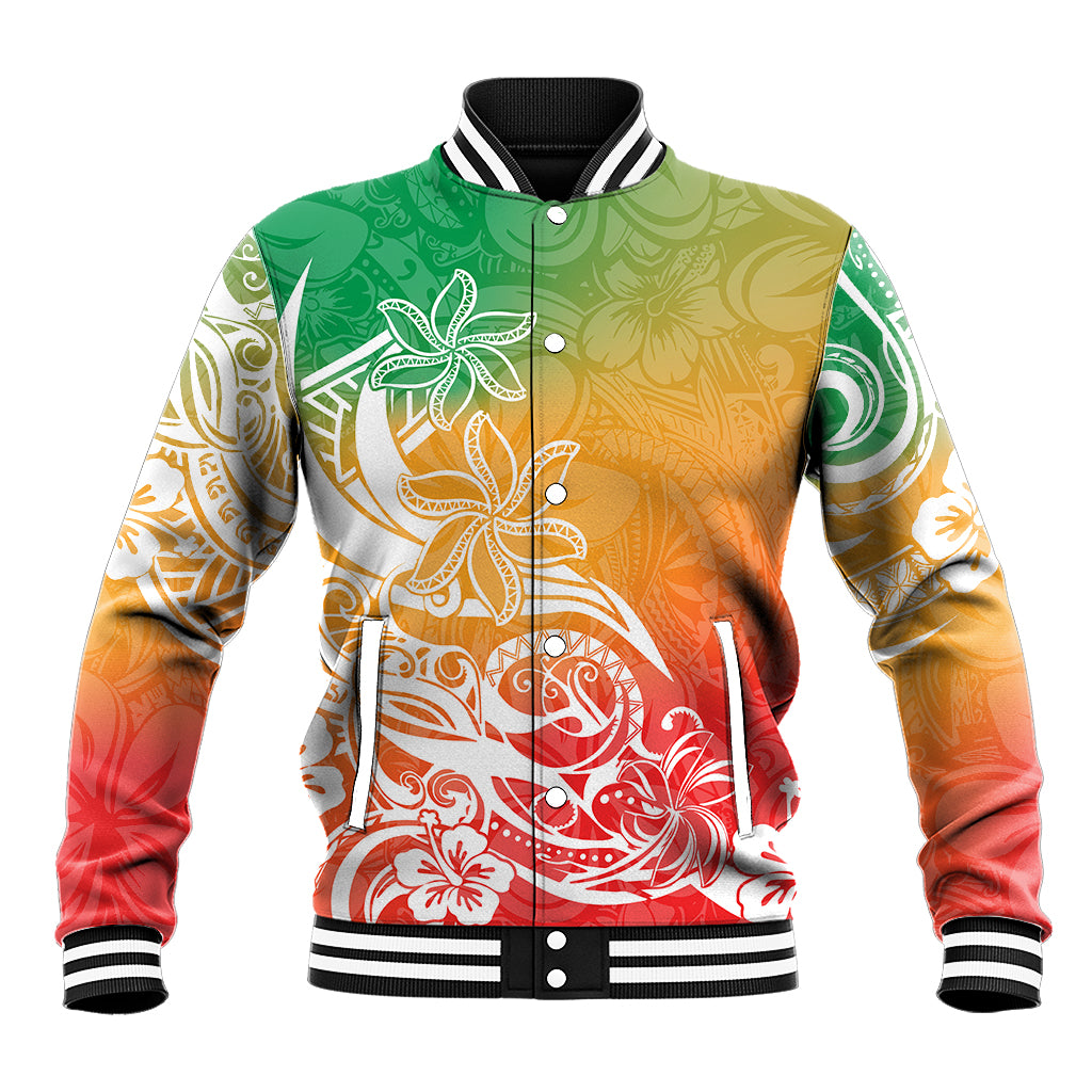 Polynesian Sunset Plumeria Baseball Jacket Pacific Island Tribal Reggae Style LT9 - Wonder Print Shop