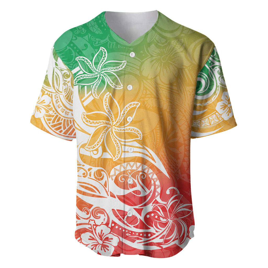 Polynesian Sunset Plumeria Baseball Jersey Pacific Island Tribal Reggae Style LT9 - Wonder Print Shop