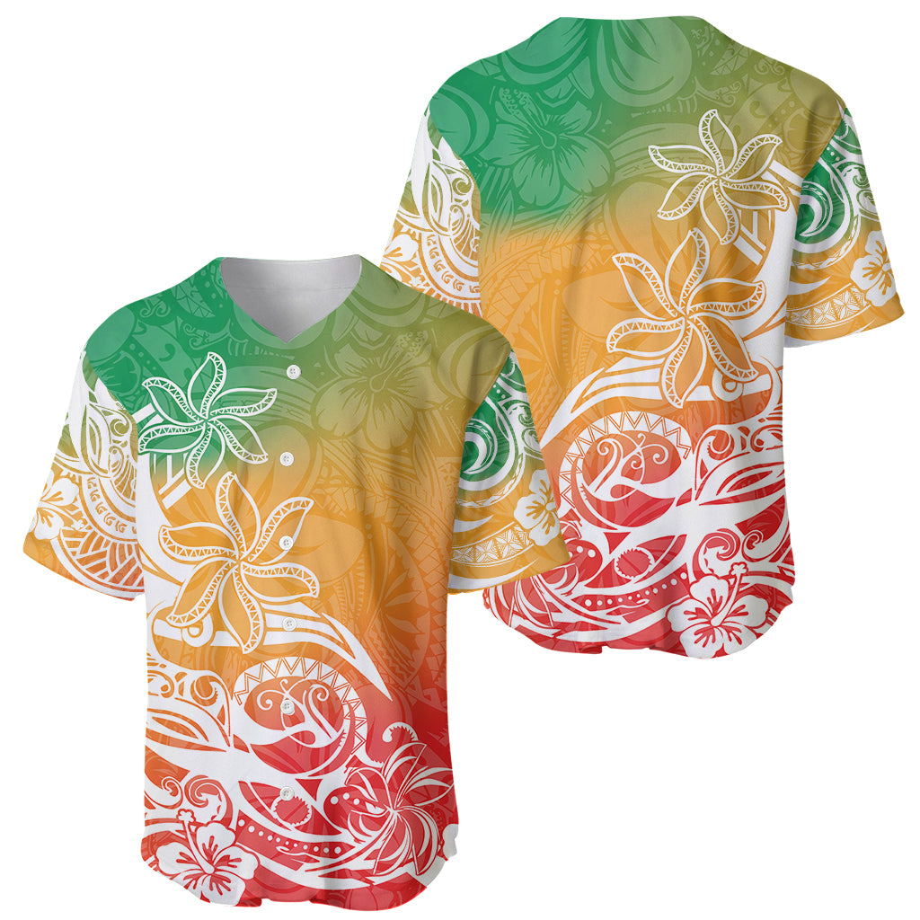 Polynesian Sunset Plumeria Baseball Jersey Pacific Island Tribal Reggae Style LT9 - Wonder Print Shop