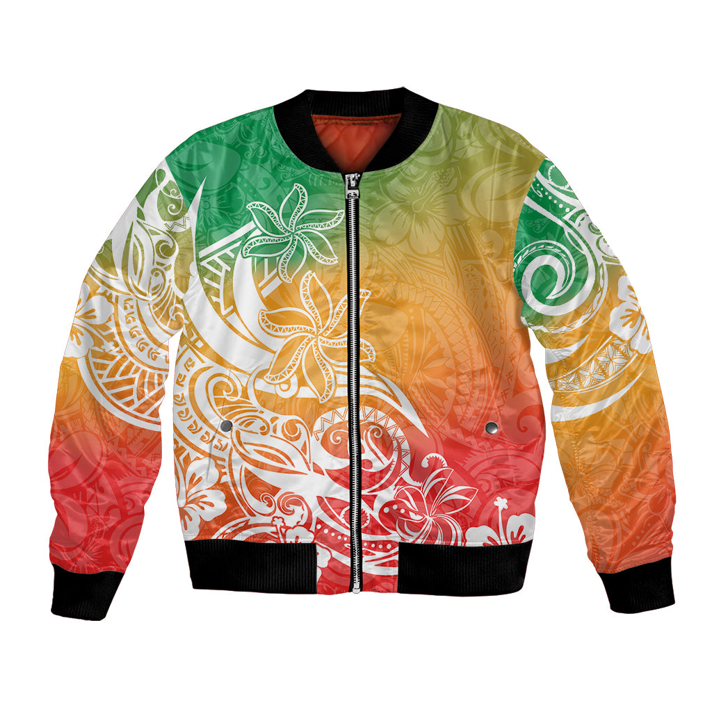Polynesian Sunset Plumeria Bomber Jacket Pacific Island Tribal Reggae Style LT9 - Wonder Print Shop