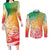 Polynesian Sunset Plumeria Couples Matching Long Sleeve Bodycon Dress and Long Sleeve Button Shirts Pacific Island Tribal Reggae Style LT9 - Wonder Print Shop