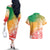 Polynesian Sunset Plumeria Couples Matching Off The Shoulder Long Sleeve Dress and Hawaiian Shirt Pacific Island Tribal Reggae Style LT9 - Wonder Print Shop