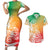 Polynesian Sunset Plumeria Couples Matching Short Sleeve Bodycon Dress and Hawaiian Shirt Pacific Island Tribal Reggae Style LT9 - Wonder Print Shop