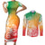 Polynesian Sunset Plumeria Couples Matching Short Sleeve Bodycon Dress and Long Sleeve Button Shirts Pacific Island Tribal Reggae Style LT9 - Wonder Print Shop