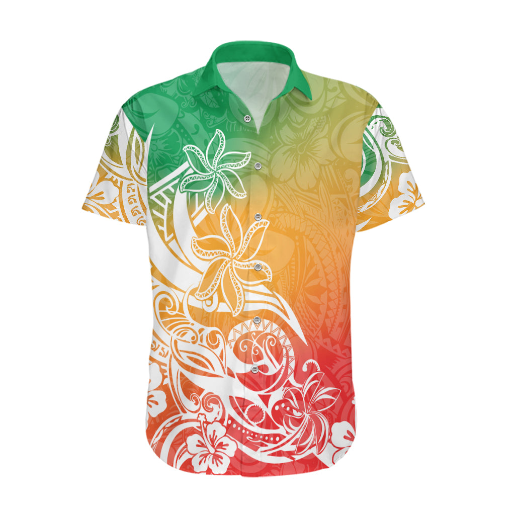 Polynesian Sunset Plumeria Hawaiian Shirt Pacific Island Tribal Reggae Style - Wonder Print Shop