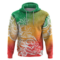 Polynesian Sunset Plumeria Hoodie Pacific Island Tribal Reggae Style - Wonder Print Shop