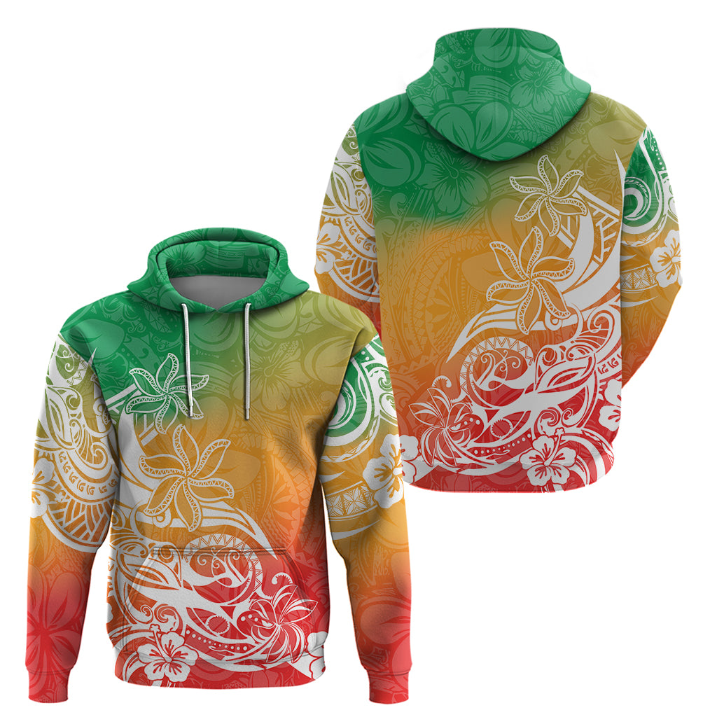 Polynesian Sunset Plumeria Hoodie Pacific Island Tribal Reggae Style - Wonder Print Shop