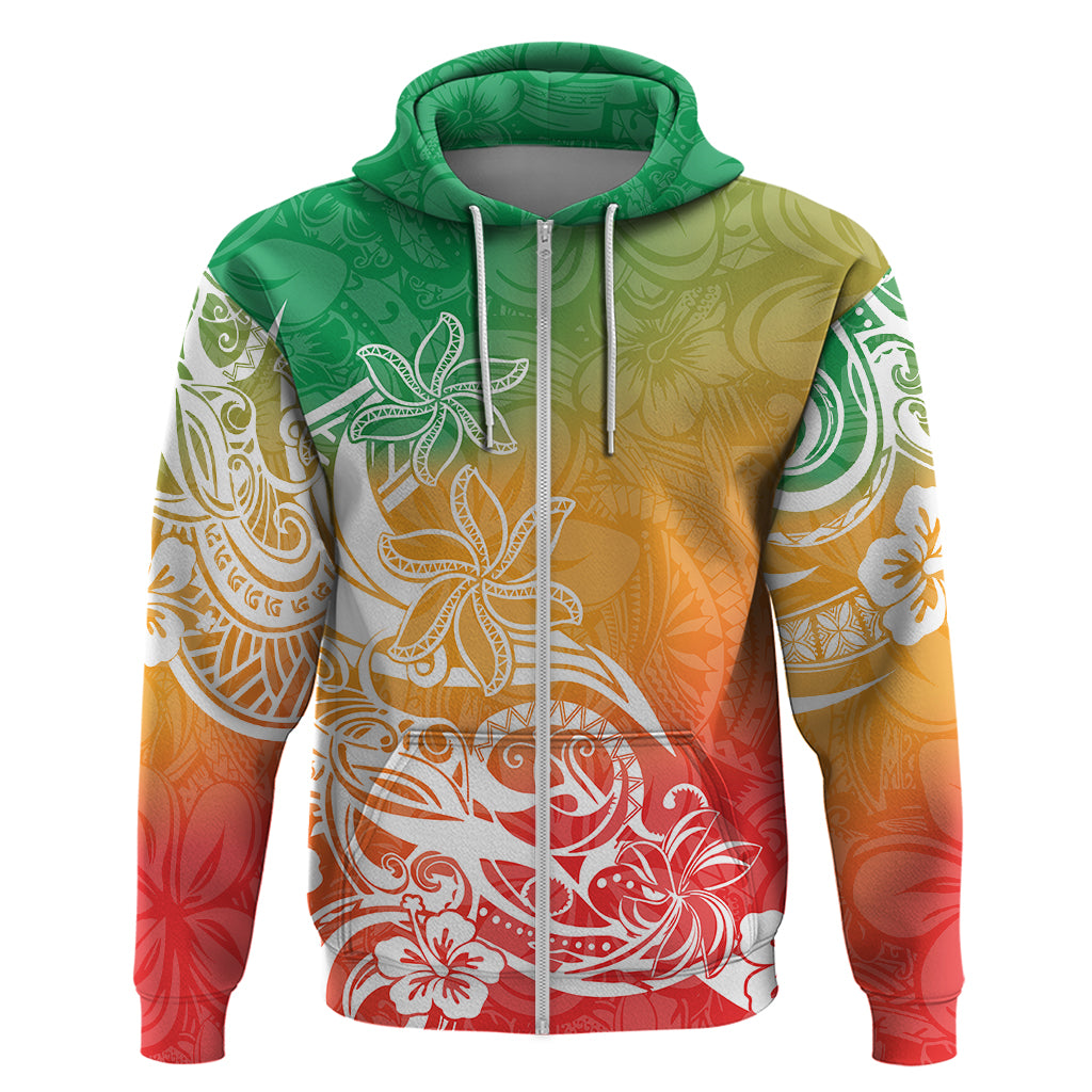 Polynesian Sunset Plumeria Hoodie Pacific Island Tribal Reggae Style - Wonder Print Shop