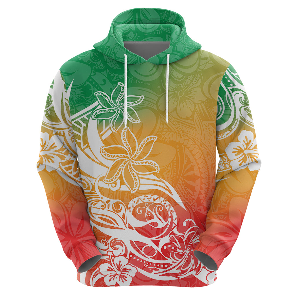 Polynesian Sunset Plumeria Hoodie Pacific Island Tribal Reggae Style - Wonder Print Shop