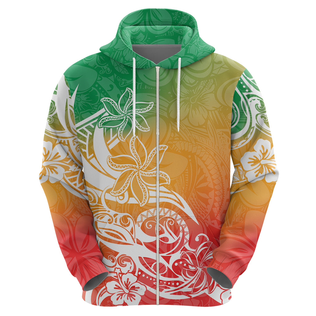Polynesian Sunset Plumeria Hoodie Pacific Island Tribal Reggae Style - Wonder Print Shop