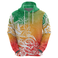 Polynesian Sunset Plumeria Hoodie Pacific Island Tribal Reggae Style - Wonder Print Shop