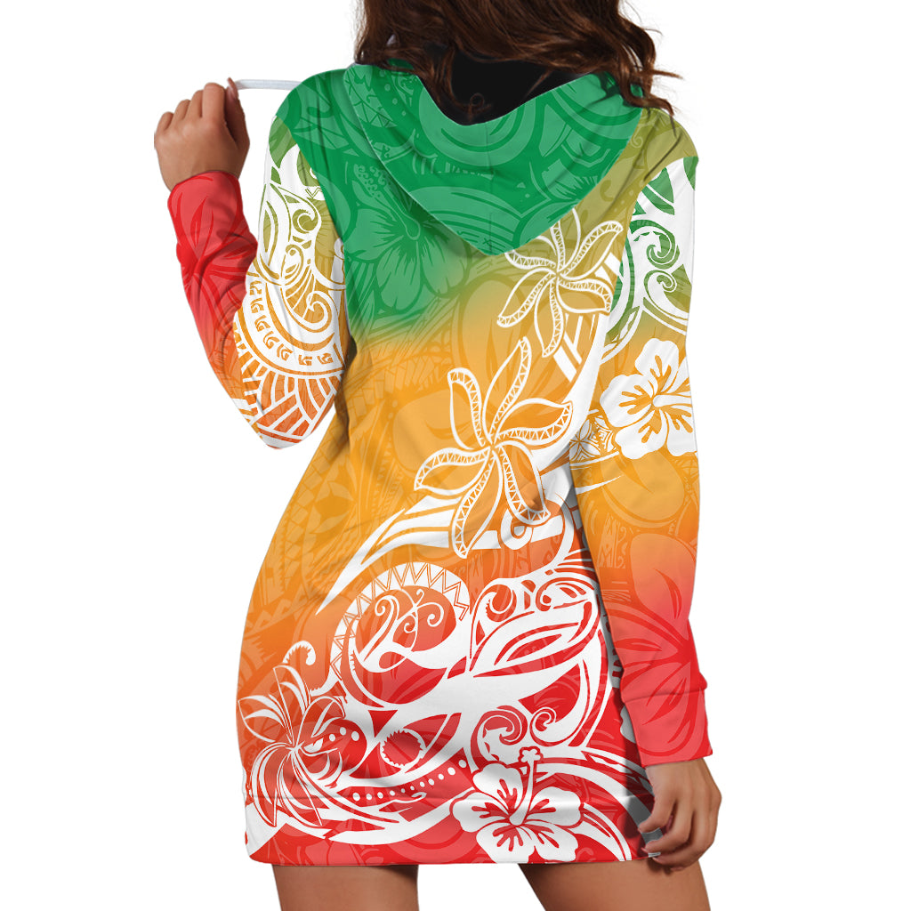 Polynesian Sunset Plumeria Hoodie Dress Pacific Island Tribal Reggae Style - Wonder Print Shop