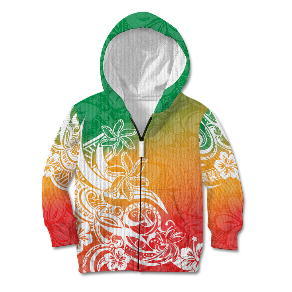 Polynesian Sunset Plumeria Kid Hoodie Pacific Island Tribal Reggae Style - Wonder Print Shop