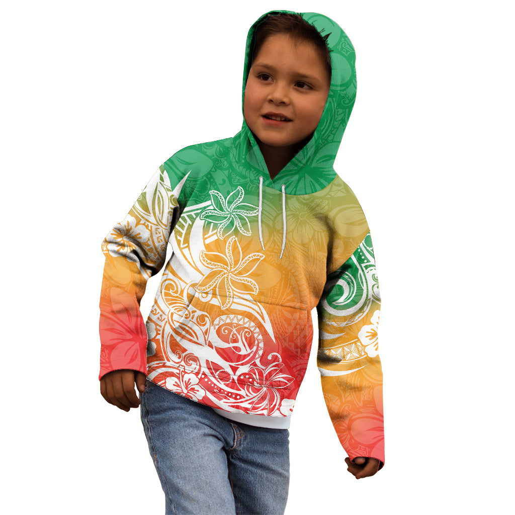 Polynesian Sunset Plumeria Kid Hoodie Pacific Island Tribal Reggae Style - Wonder Print Shop