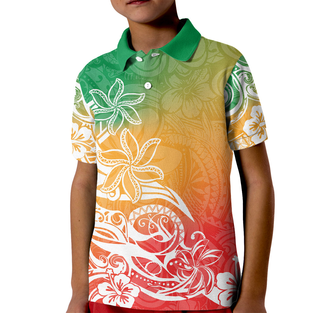 Polynesian Sunset Plumeria Kid Polo Shirt Pacific Island Tribal Reggae Style - Wonder Print Shop