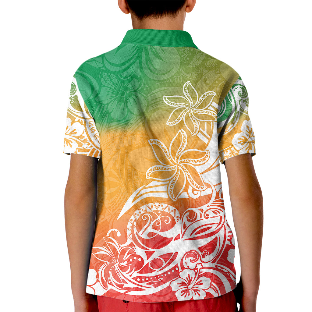 Polynesian Sunset Plumeria Kid Polo Shirt Pacific Island Tribal Reggae Style - Wonder Print Shop