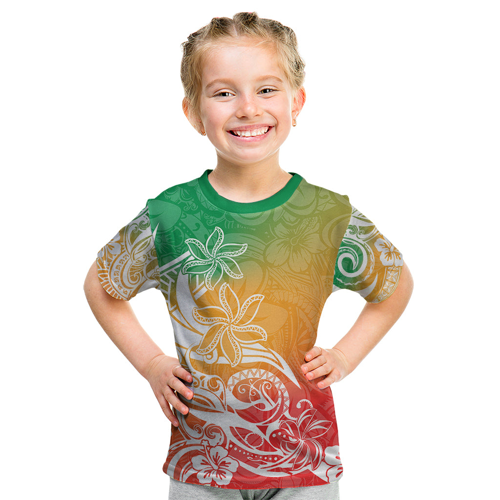 Polynesian Sunset Plumeria Kid T Shirt Pacific Island Tribal Reggae Style - Wonder Print Shop