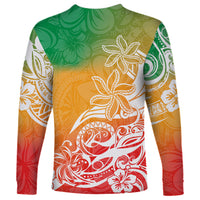 Polynesian Sunset Plumeria Long Sleeve Shirt Pacific Island Tribal Reggae Style - Wonder Print Shop